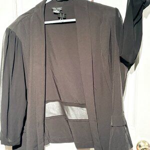 City Chic Black Sheer Sleeve Drapey Blazer